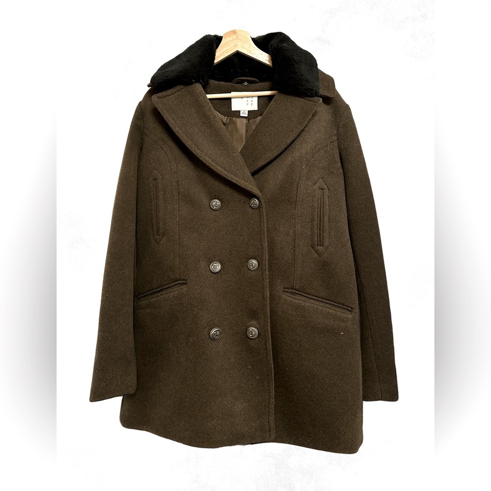 A New Day - Dark Green Pea Coat - Size Large - Worn Once - Warm, Thick, Cozy